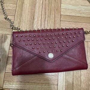 Rebecca Minkoff Studded Burgundy Leather Crossbody clutch